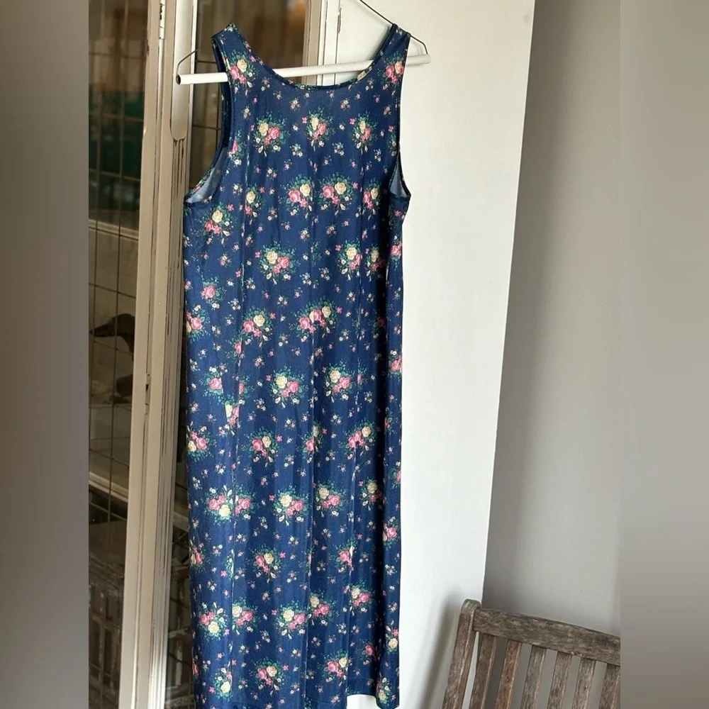 SET- Vintage Vanity Fair Gown | Robe. Housecoat 70’s Floral Women’s Sz-S Blue